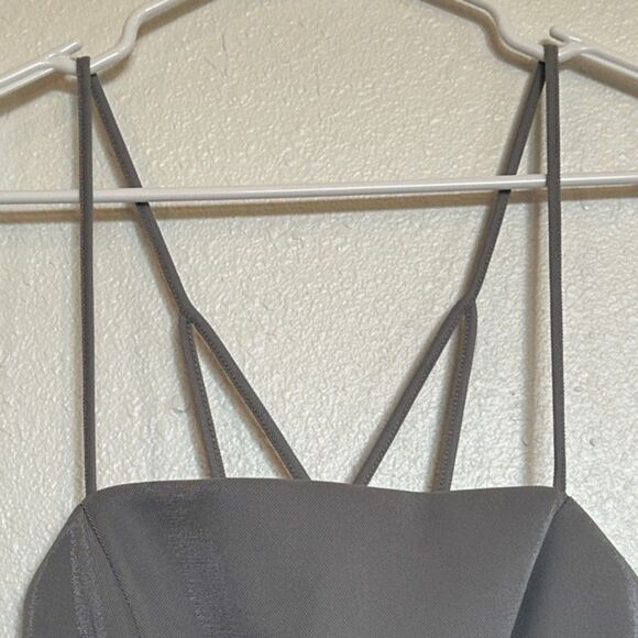 BCBGeneration Cutout Strappy Bodycon Dress Womens Size 4 Mini Shimmer Grey NWT - Picture 5 of 16